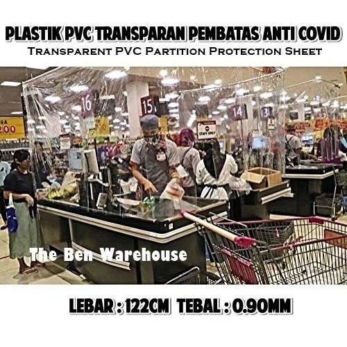 PLASTIK MIKA TRANSPARAN PARTISI PEMBATAS SEKAT COVID 122CM 0.90MM