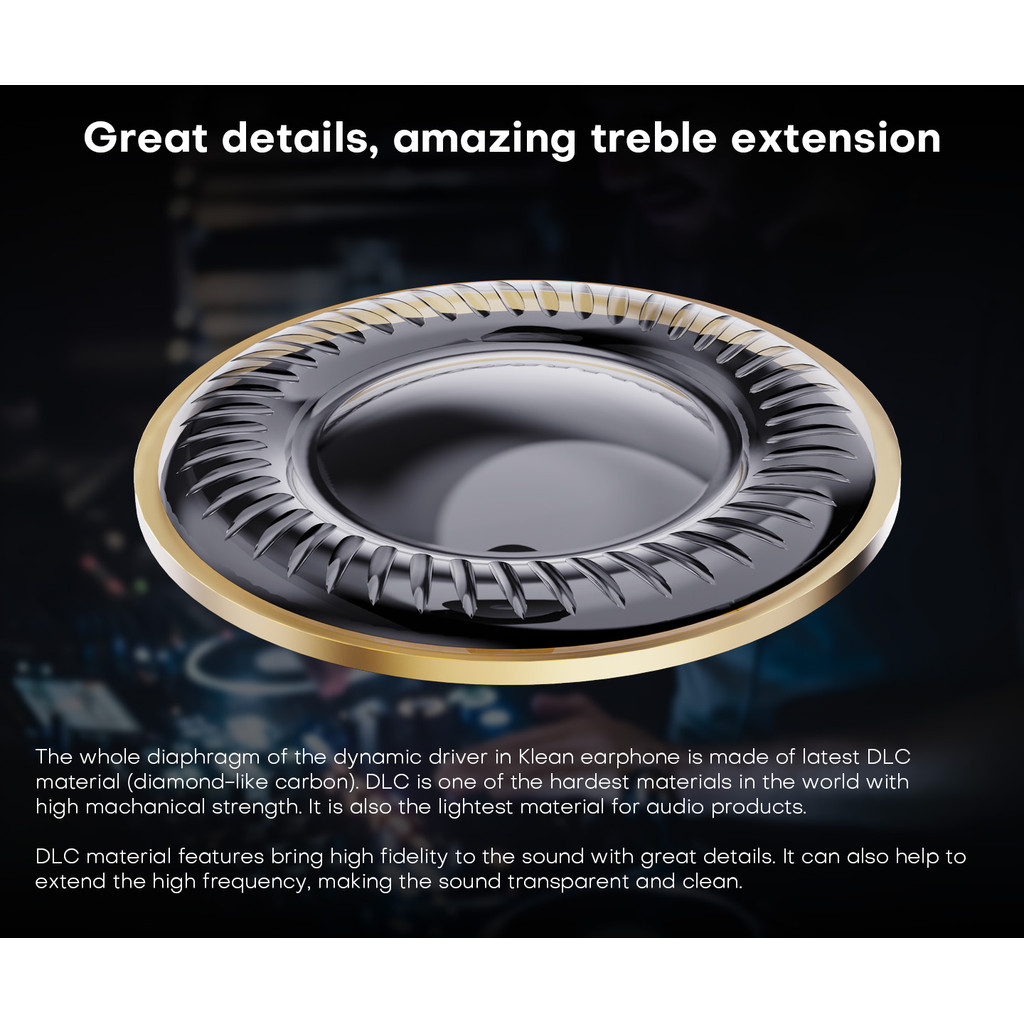 Kefine Klean 10Mm Dlc Diaphragm Dynamic Driver Hifi Wired Iem Earphones With Metal Housing &