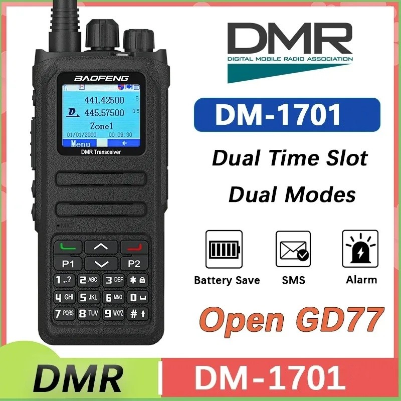 Baofeng Dmr Dm-1701 Digital Radio Walkie Talkie Dual Modes Analog Dm-1701 Open Gd77 Vhf Uhf Dual