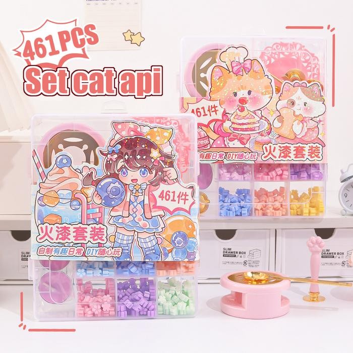 

Diy Set Cat Api Wax Seal Set Beads Colorful Lilin Segel Tablet 461Pcs/Set