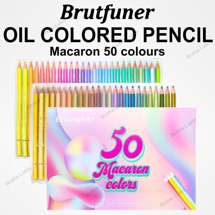

BRUTFUNER Oil Base Color Pencil / Pensil Warna Set 50 Macaron