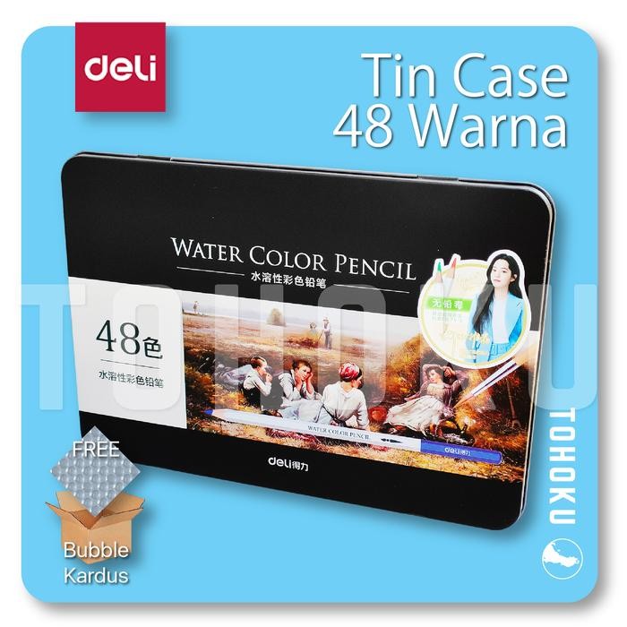 

(Pack Aman) Pensil Warna Kotak Metal 48 - Deli 48 Watercolour Pencils