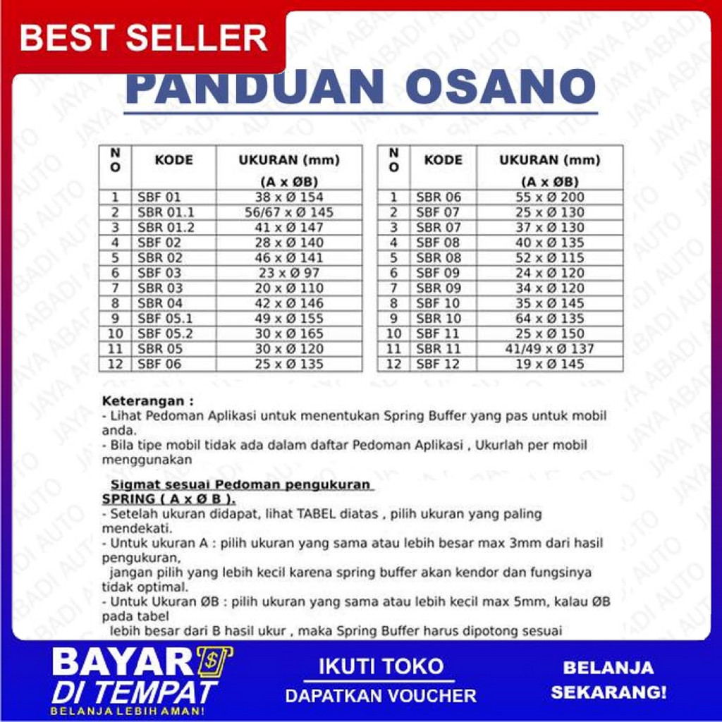 FREE ONGKIR OSANO SPRING BUFFER SBF 06 - TOYOTA INNOVA REBORN VENTURE 2018 (DEPAN) BISA COD