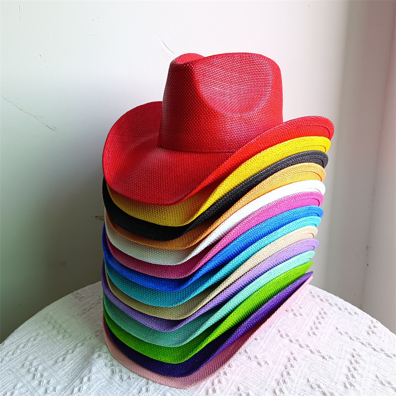 Cowboy hat summer lake blue cowboy hat unisex retro elegant straw hat jazz top cowboy hat panama hat