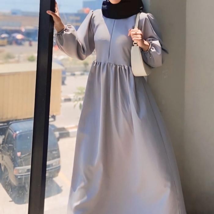 GAMIS HITAM/ GAMIS POLOS / SIMPLE/ TANGAN BALLON