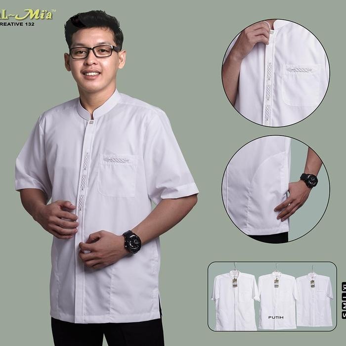 NEW BAJU KOKO AL MIA CREATIVE PENDEK PUTIH