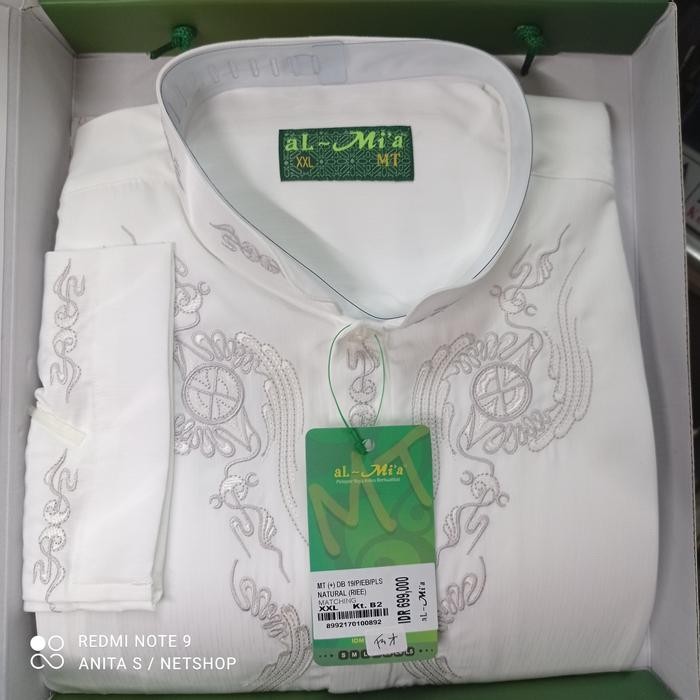 Baju Koko Jumbo Lengan Panjang Polos Al Mia MT DB Putih Original