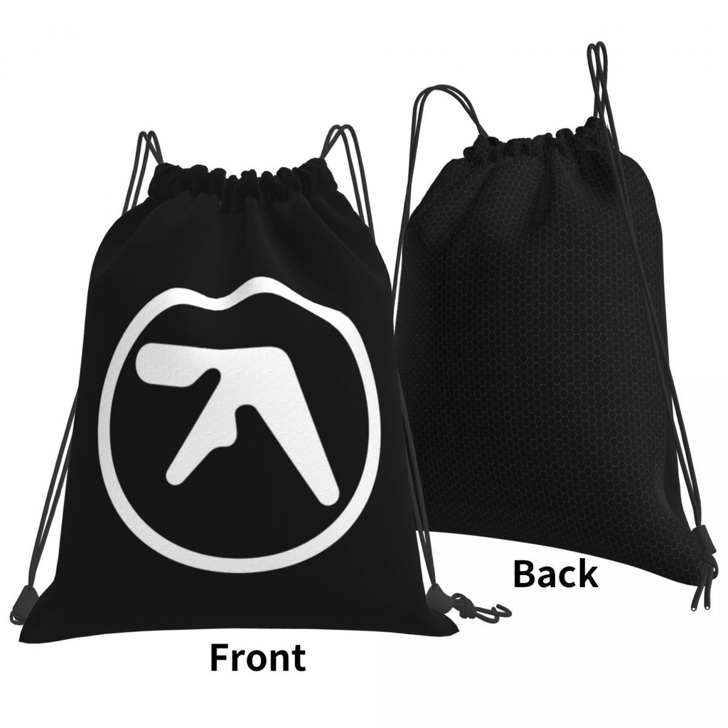 Aphex Twin Creative Y2K Logo Backpacks Casual Portable Drawstring Bundle Pocket Shoes Bag Book Bags