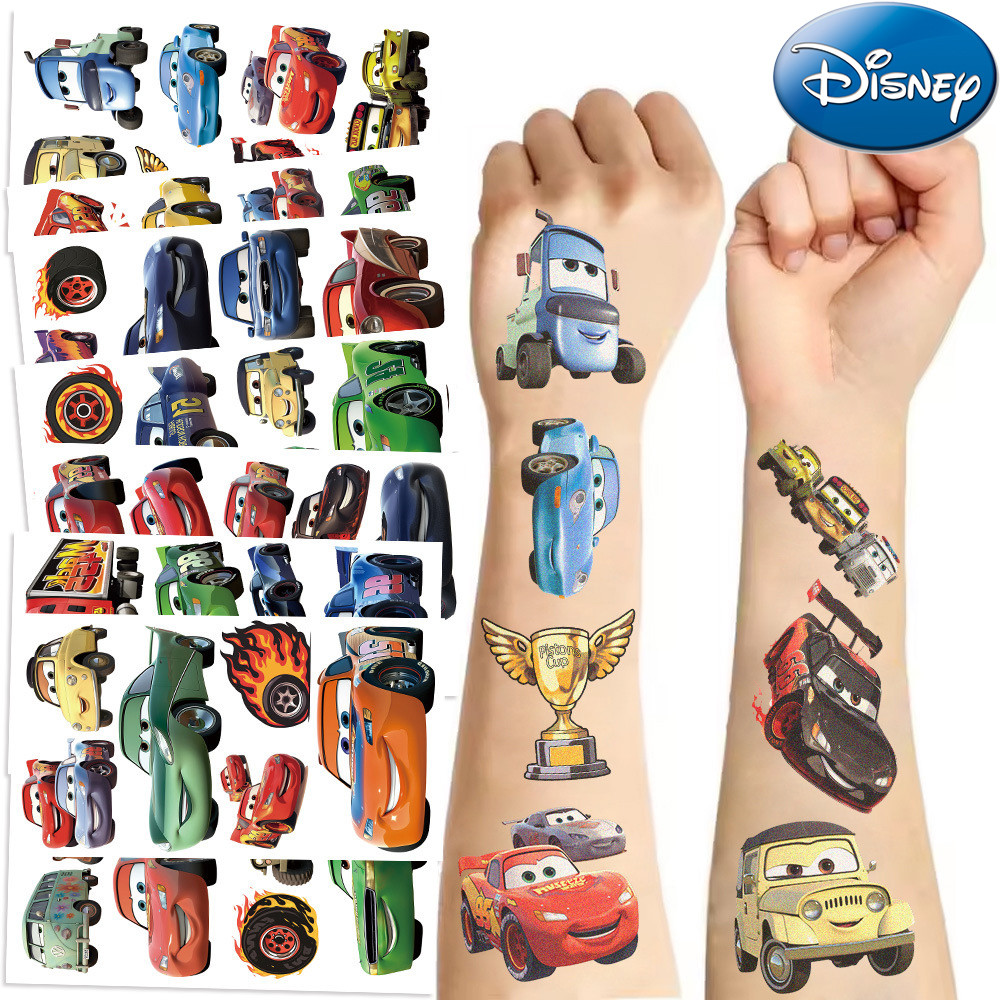 10pcs Disney Cool Anime Cars Tattoo Stickers Cartoon Lightning McQueen Temporary Waterproof Tattoo
