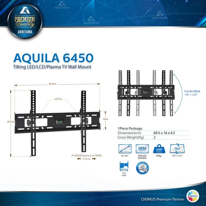 Cuci Gudang Bracket Tv Tilt Lcd Led Tv 32" - 65" Oximus Aquila 6450