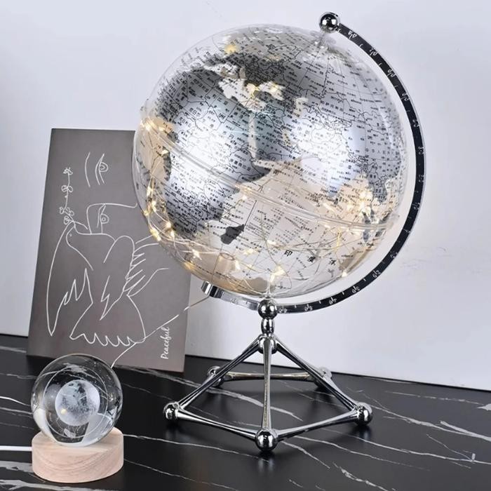 Jual [READY] Dekorasi Ornamen Globe Peta Dunia / LED Clear Globe Ornament EB 2777