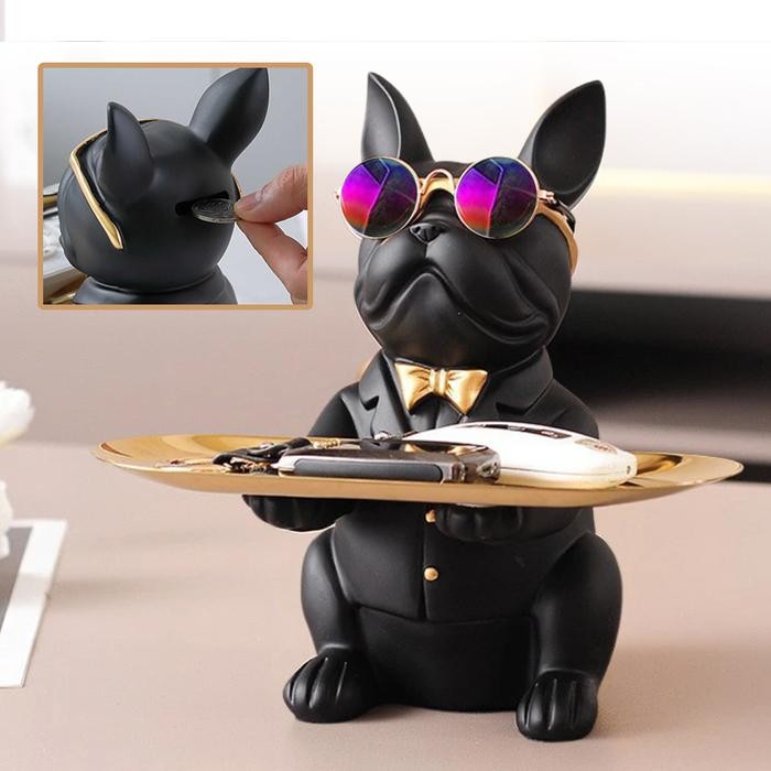 Jual [READY] Dekorasi Baki Patung Anjing French Bulldog Storage Tray - EMK151
