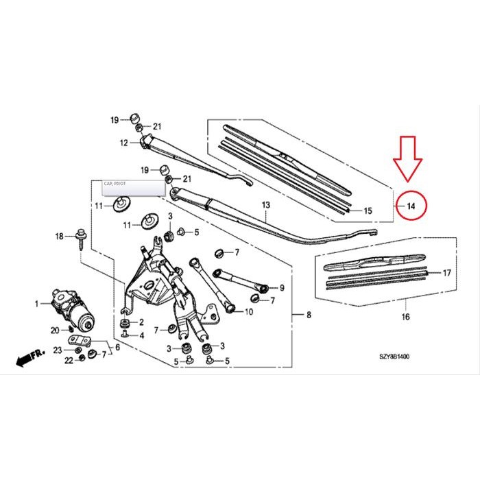 Unik Blade Karet Wiper Kanan Honda Freed 2009-2013 Original