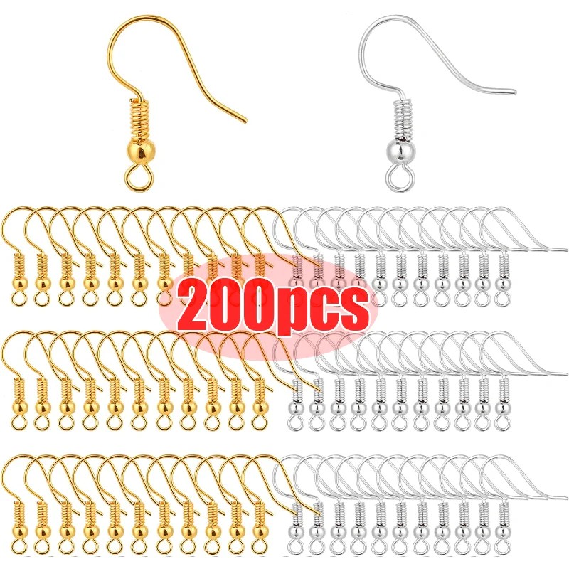 100/200Pcs Diy Earring Findings Earrings Clasps Hooks Stainless Steel Hypoallergenic Earring Making