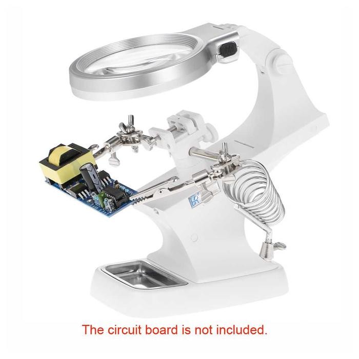 

TH-7023 Pegangan Solder Helping Hand LED with Kaca Pembesar Magnifier 3x 4.5x - Helping Hand
