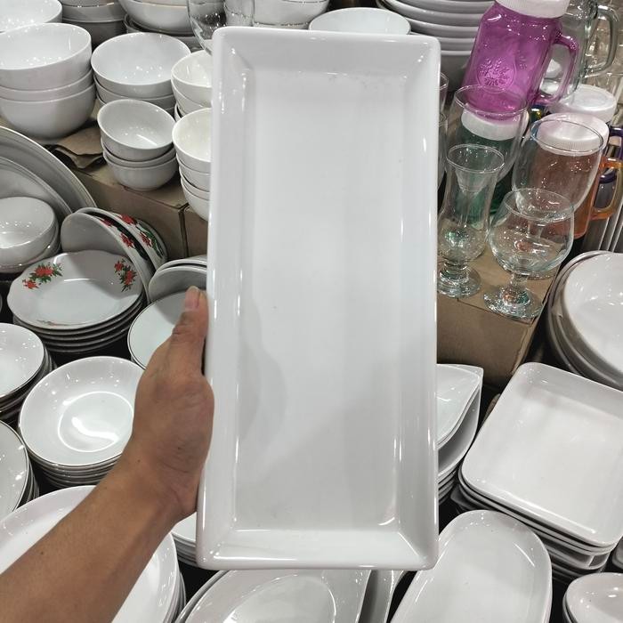Piring Saji Persegi Panjang Blanc Porcelain / Piring Kotak Besar #Gratisongkir #Sale #Discount