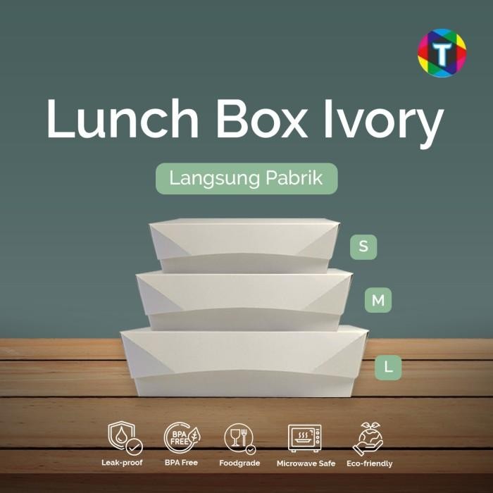 Lunch Box los Ivory Size S M & L / Paper Lunch Box Putih - 1000 pcs