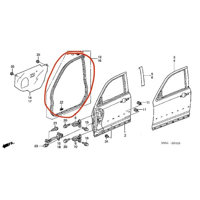 Karet Balon Weatherstrip Pintu Honda Crv Gen 2 2002-2006