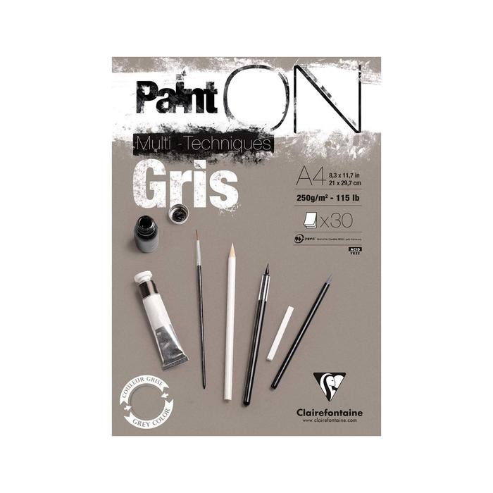 

CLAIREFONTAINE PAINT ON A4 GREY MULTI TECHNIQUES PAPER PAD