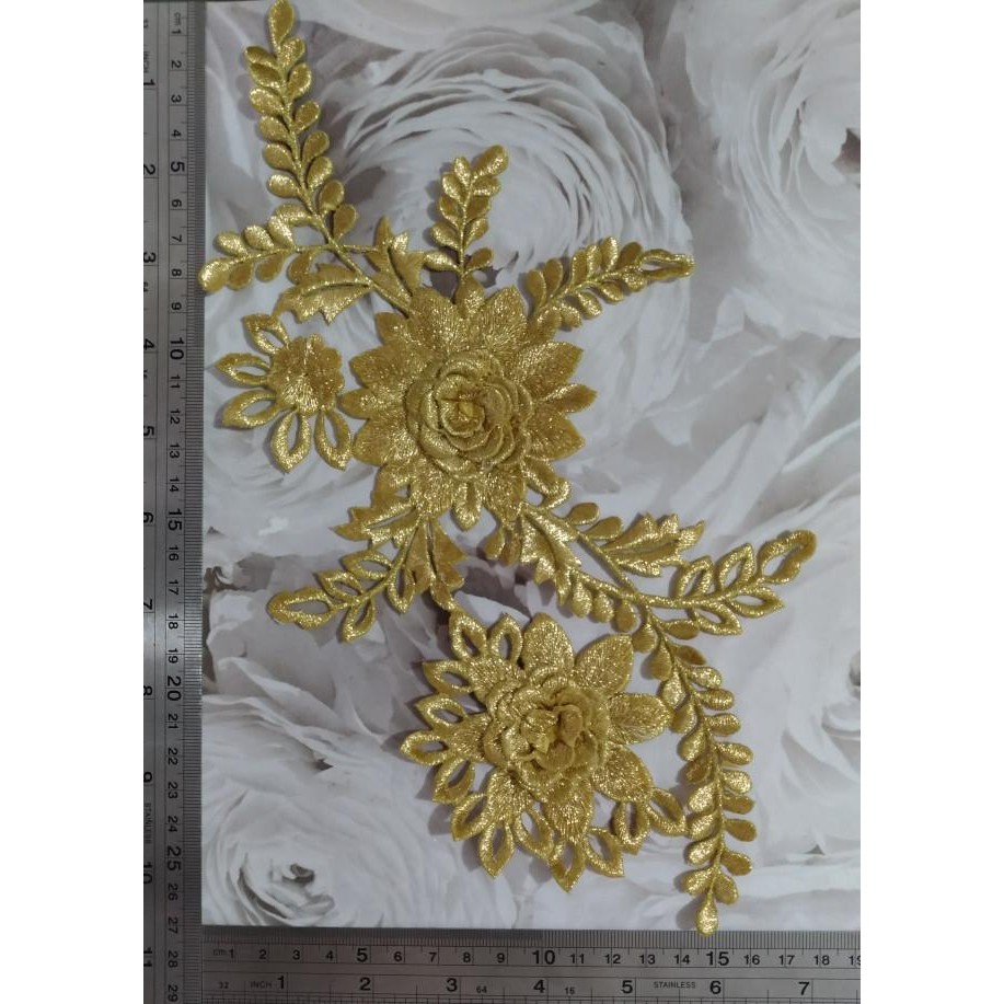 (Expert) Renda Aplikasi Bunga Bordir Emas