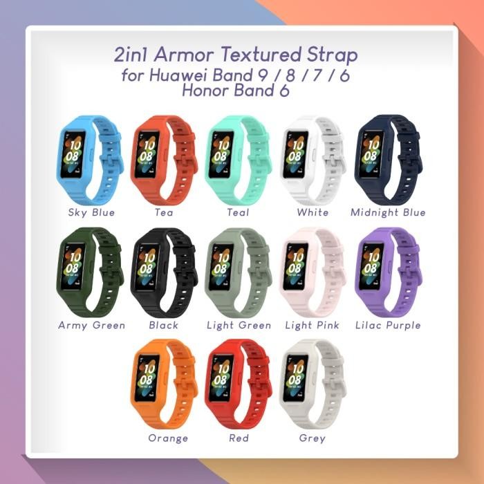 

(Expert) Texture 2in1 Rubber Strap Bumper Case for Huawei Band 8 7/Honor Band 6