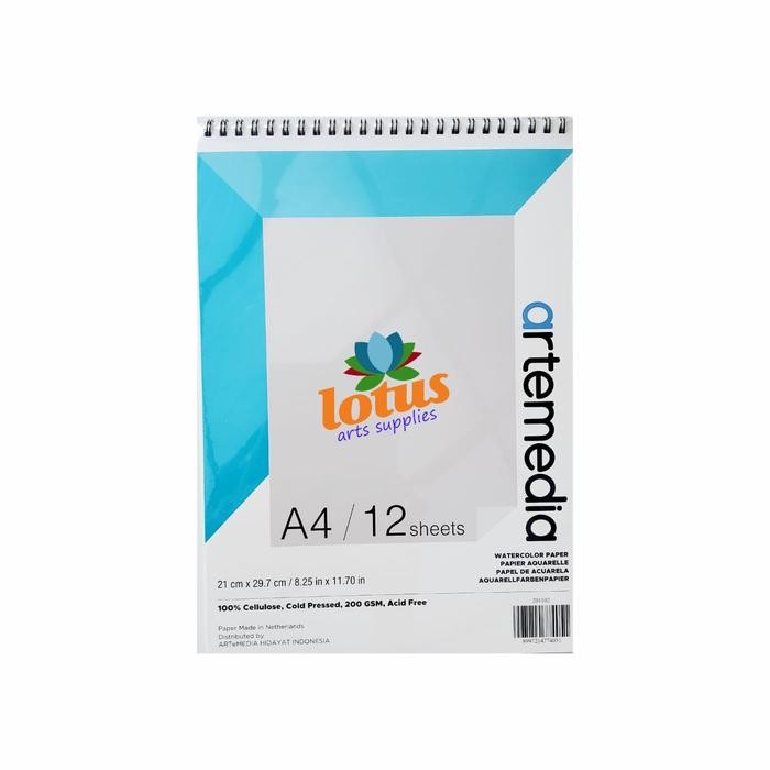 

ARTEMEDIA WATERCOLOR BOOK A4 WIREBOUND SKETCHBOOK 200GSM 12SHEETS KODE 348