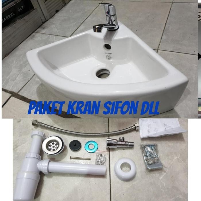 Populer Wastafel Keramik Sudut Sericite Komplit Alat