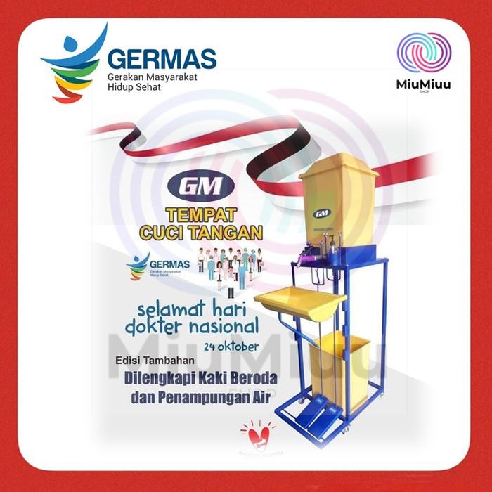 Promo Wastafel Tempat Cuci Tangan Injak Covid Corona Roda Portable Kantor