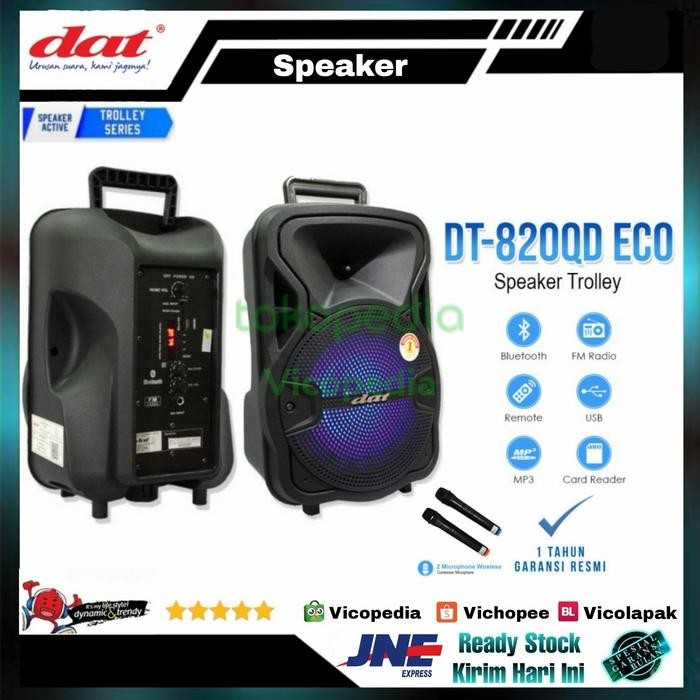 Speaker Bluetooth Trolley 2 Mic Dat Dt 820Qd Dt 820 Qd Eco 8" Karaoke