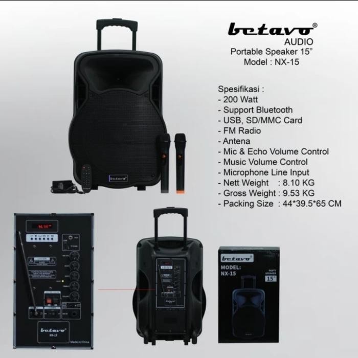 Speaker Portable 15 Inch Betavo Nx 15 Betavo