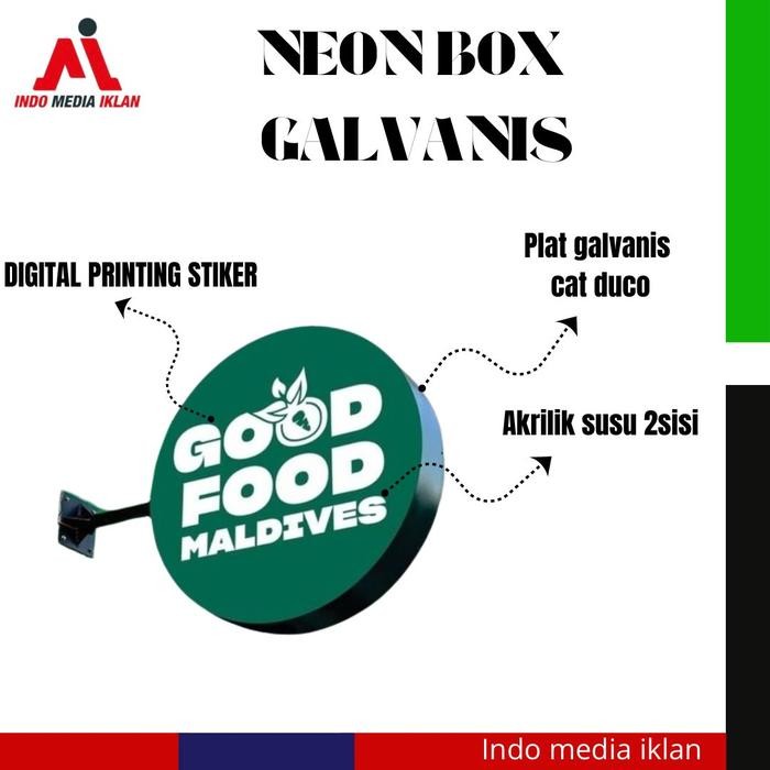 neon box bulat 2 sisi 40 cm