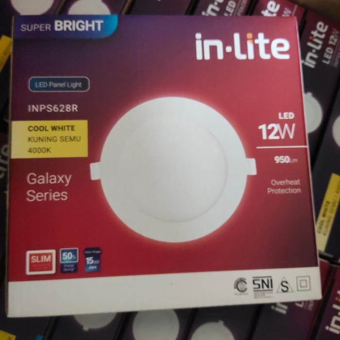 lampu led panel downlight inlite 12watt 4000k cool white inps628r