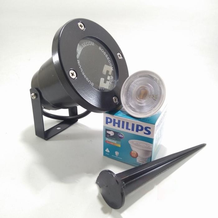 Kap Lampu Taman MR16 Outdoor + Led Spot MR16 Philips (Warm White)
