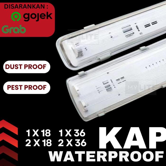 Housing Kap Lampu TL Waterproof 1x18 2x18 1x36 2x36 Rumah Lampu Neon TL Outdoor 1 x 18 2 x 18 1 x 36