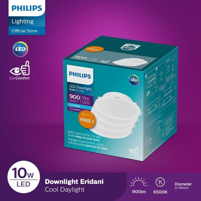 Lampu Downlight LED panel Ceiling Plafon Philips Eridani 10W 10 Watt IB Inbow Tanam Cahaya Putih