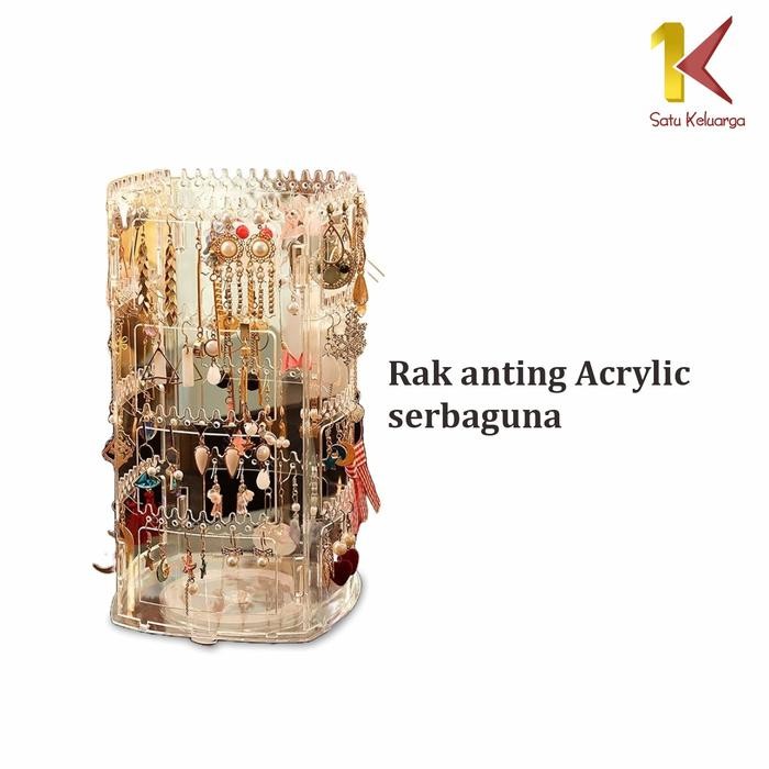 PREMIUM [COD] SK K20 Rak Anting Akrilik Putar 360 Derajat Tempat Penyimpanan Perhiasan Kalung Dapat