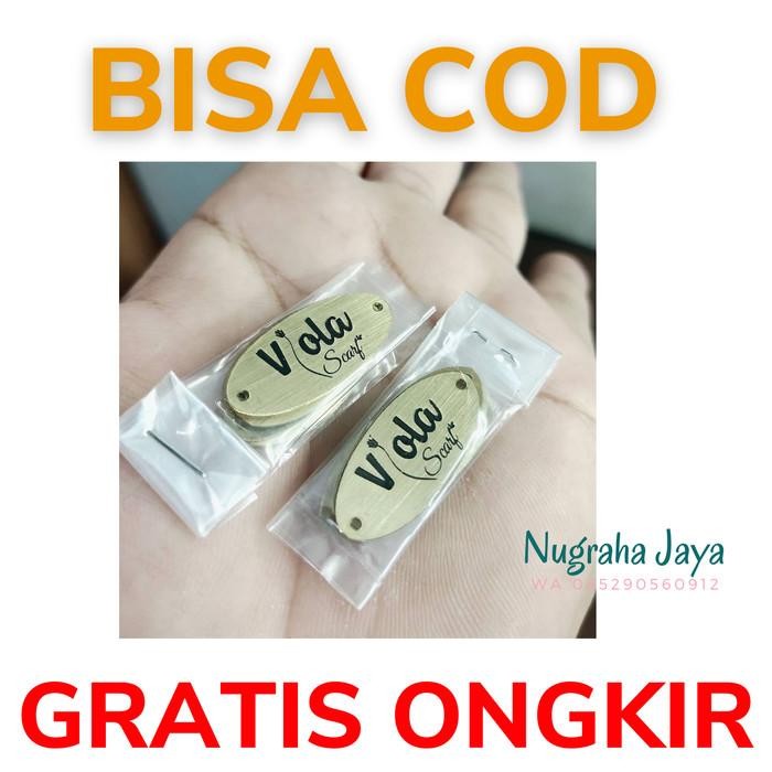 PREMIUM CUSTOM LABEL PLAT HIJAB BRAND BESI STAINLESS/KUNINGAN CAT ANTI LUNTUR