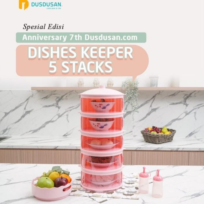 PREMIUM Dishes keeper set 5 susun Tudung saji pink 5 susun