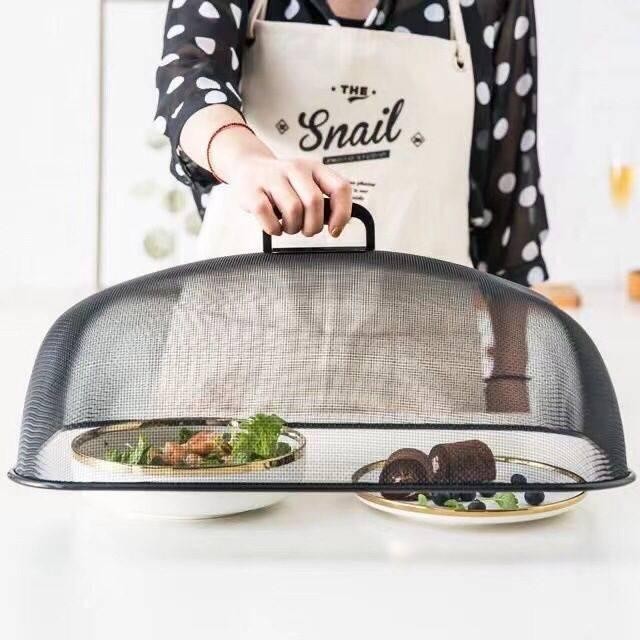 PREMIUM Tudung Saji Stainless Kotak Bulat Putih Estetik Hitam