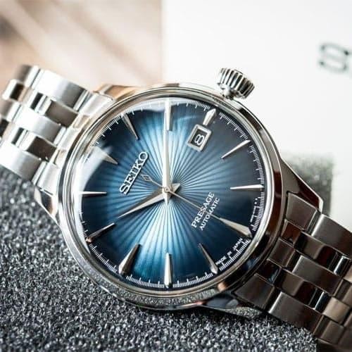 PREMIUM Jam Pria Seiko Presage Ori BM Automatic Stainless Blue 4.4cm