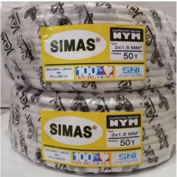 PREMIUM Kabel SIMAS SNI 2x1,5 kabel kawat tembaga 50Y Simas kabel listrik NYM kualitas