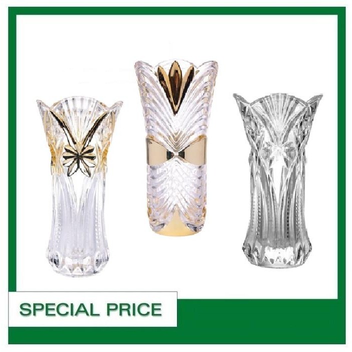 BEST SELLER Vase Pot Bunga Kaca Kristal Cantik 24 cm Home