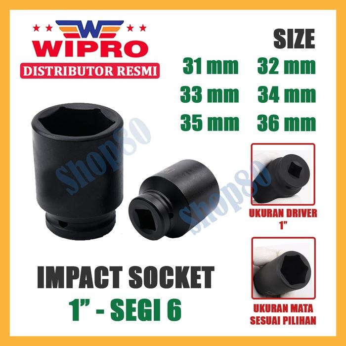 Wipro Mata Kunci Shock Impact Sok Sock 1" 6PT 31 32 33 34 35 36 mm - 31 mm