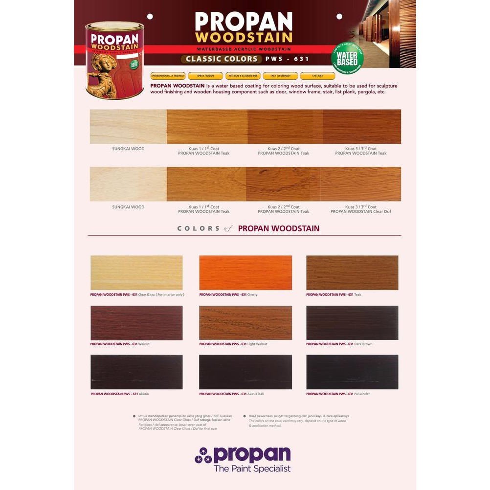 POLITUR AIR PROPAN WOODSTAIN PWS 631 WARNA KAYU