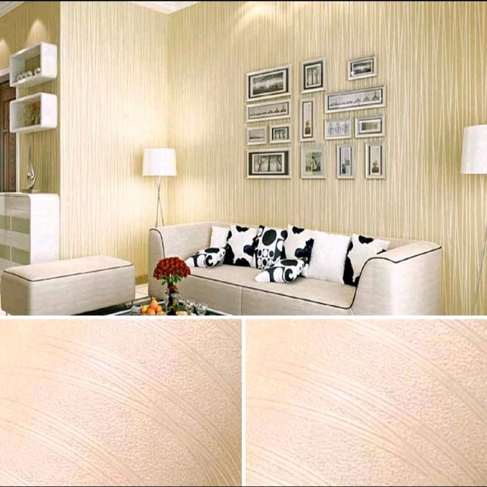 Paket Hemat 5 Roll Wallpaper Sticker Dinding Kamar Embos Warna Pink Polos Motif Bertekstur Salur
