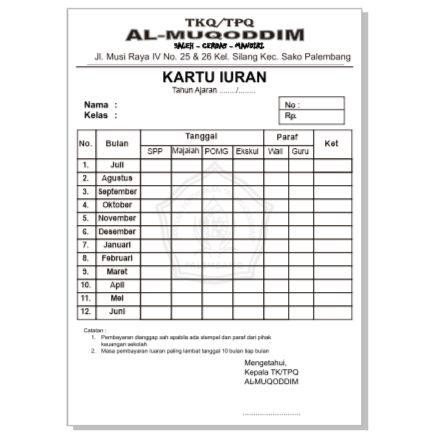 

Ready Faktur KARTU SPP custom 300 lembar