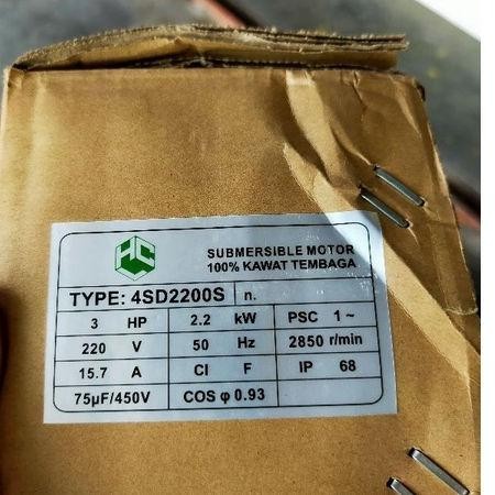 Motor Submersible 3Hp 1Phase 220Volt 3Phase 380Volt 220V Motor Sibel Pompa Sibel Hcl Submersible Hcl