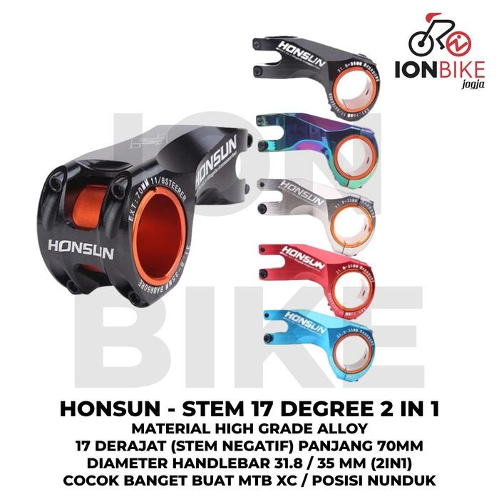 Stem Honsun 17 Derajat 2 in 1 Oversize 7 cm Sepeda MTB XC 31.8 35 mm