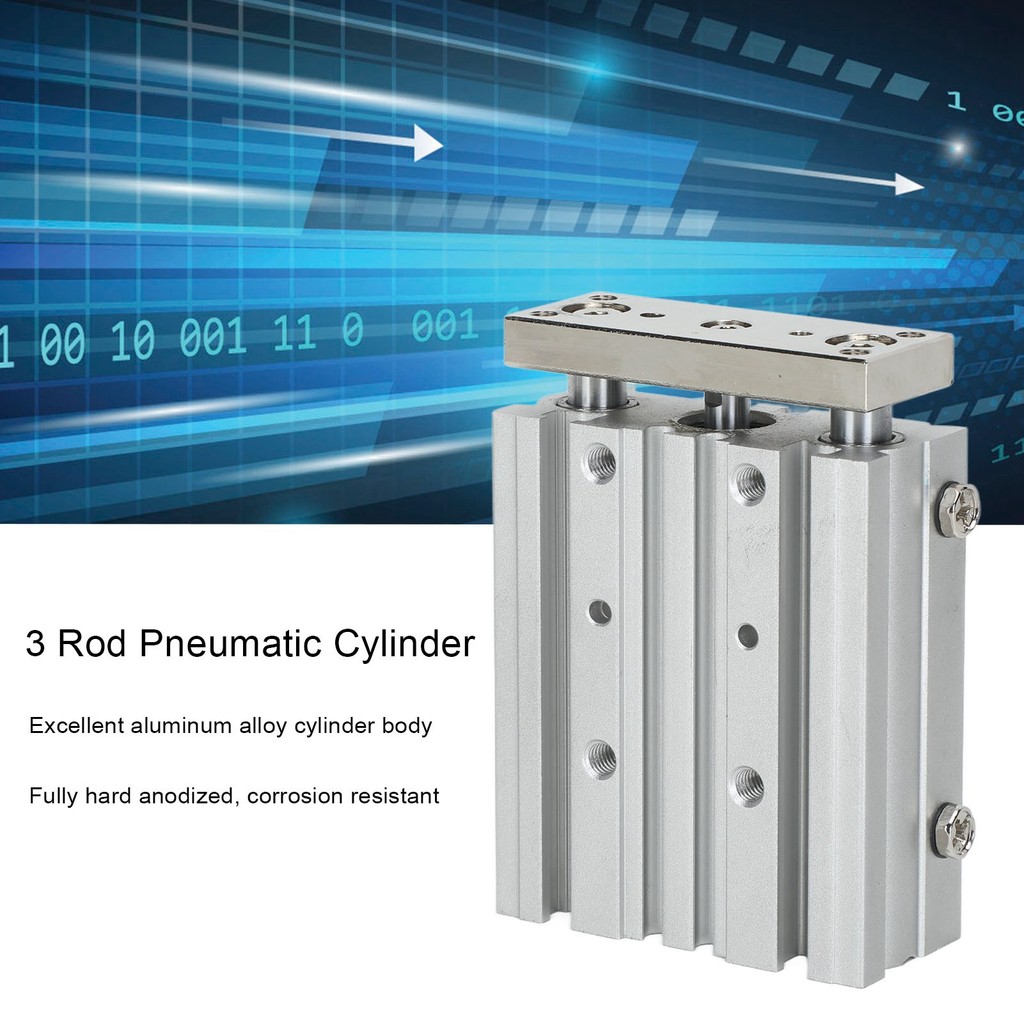 MGPM12-40Z 3 Rod Pneumatic Cylinder SMC Type Double Action 12mm Bore 40mm Stroke with Guide Aluminum