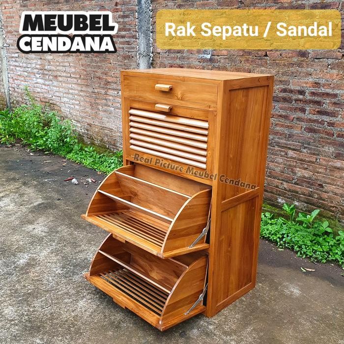 Rak Sepatu Kayu Jati, Tempat Rak Sepatu Minimalis Kayu Jati